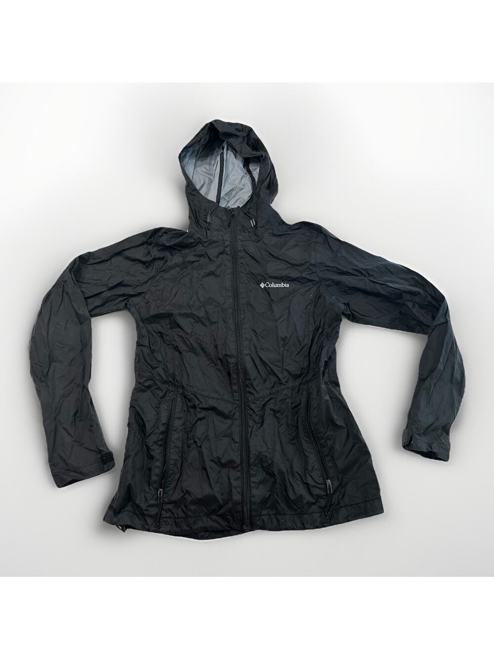 Columbia Women's Size S Small Black Hooded Full Zip Windbreaker Jacket